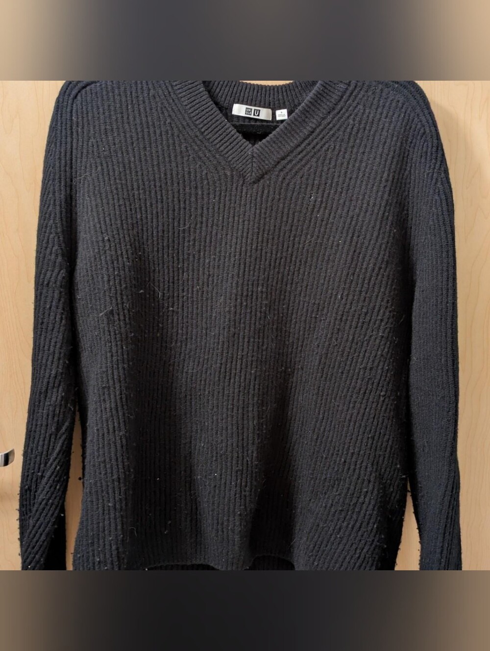 Uniqlo U Lambswool Ribbed V-Neck Sweater – Men's S